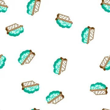 Plate of broccoli isometric icon seamless pattern Stock Illustration