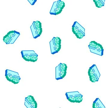 Plate of broccoli isometric icon seamless pattern Stock Illustration