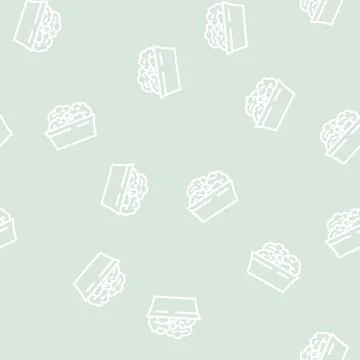 Plate of broccoli line vector seamless pattern Stock Illustration