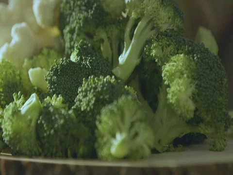 Plate of Broccoli Rack Focus Stock Footage 74345532