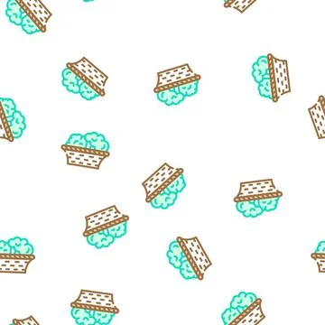 Plate of broccoli vector seamless pattern Stock Illustration