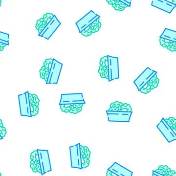 Plate of broccoli vector seamless pattern Stock Illustration