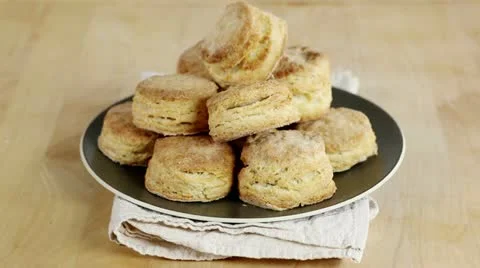 A plate of buttermilk biscuits Stock Footage 24673092