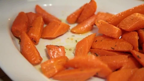Plate of carrots close up Stock Footage 113056424