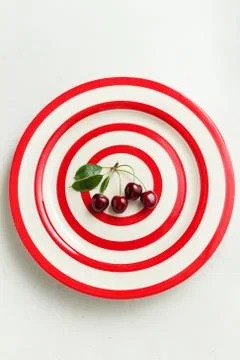Plate Of Cherries Stock Photos