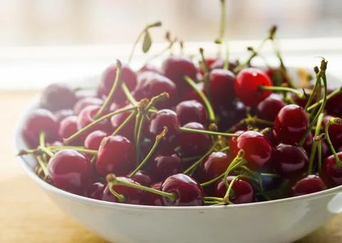 Plate. cherries Stock Photos
