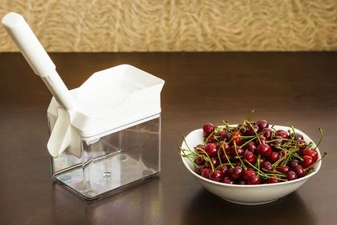 Plate. cherries. Removal  cherry Stock Photos