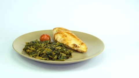 A plate of chicken and vegetables Vidéo 87844896
