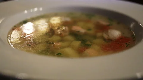 Plate of chicken broth Video stock 67459773