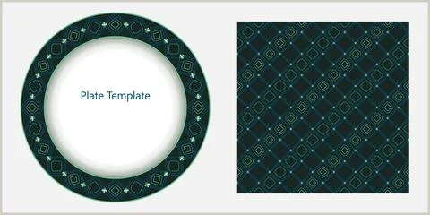 Plate circular template with thin geometric pattern. Illustrazione stock