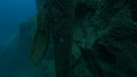 Plate close up at the bottom of the lake, San Domenico Lake Stock Footage 104584084