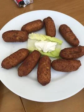 Plate of cod croquettes Foto stock