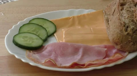Plate of cold ham and cheese Video stock 48533066