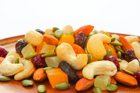 Plate, containing, nutritious, mixed nuts Stock Photos