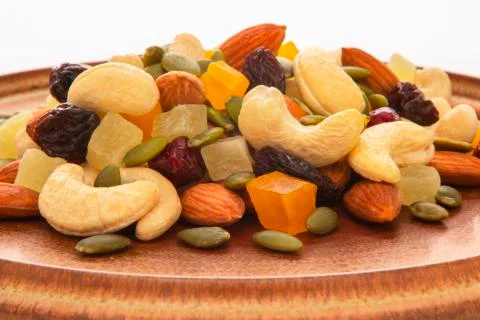 Plate, containing, nutritious, mixed nuts Stock Photos