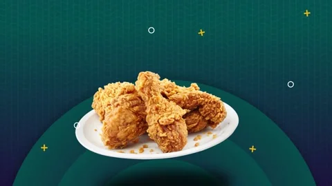 Plate of Crispy Fried Chicken Animated Footage with Blank Space Stock Footage 143882267
