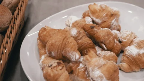 Plate of Croissants Stock Footage 293252775