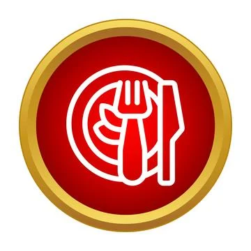Plate with cutlery icon representing dining service Stock Illustration
