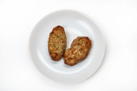 Plate With Cutlets Stock Photos