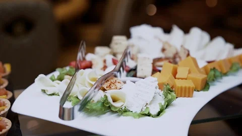 Plate with different types of cheese Stock Footage 126121029