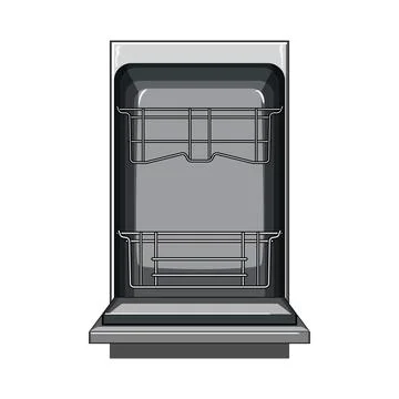 Plate dishwasher kitchen cartoon vector illustration Stock Illustration
