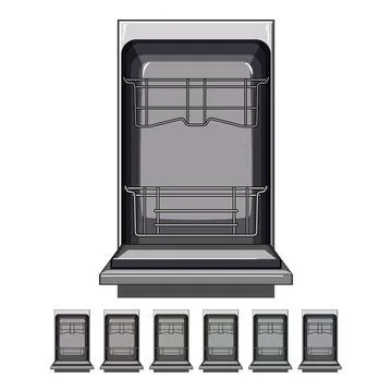 Plate dishwasher kitchen cartoon vector graphic Stock Illustration