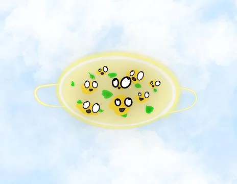 A plate of dumplings in the air Stock Illustration