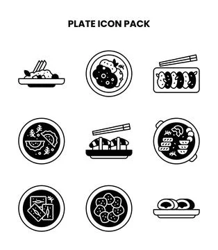 Plate DuoTone Set Icons Pack 스톡 일러스트
