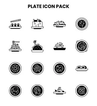 Plate DuoTone Vector Icons Pack Stock Illustration