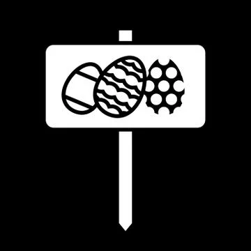 A plate with easter egg symbol. Easter concept. Flat simple line illustration Stock Illustration