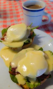 A plate of eggs Benedict Stock Photos