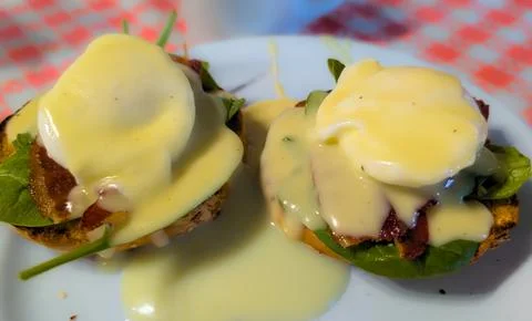 A plate of eggs Benedict Stock Photos