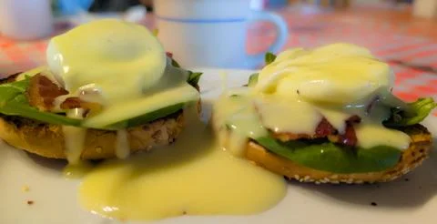 A plate of eggs Benedict Stock Photos