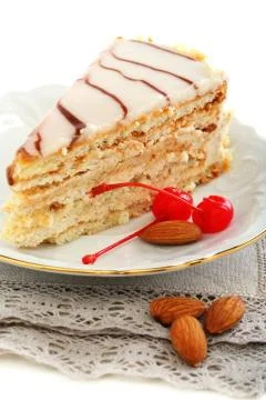 Plate with esterhazy cake. Stock Photos