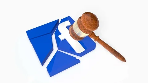 Plate With Facebook Logo Being Crashed with A Gavel Stock Footage 87523236