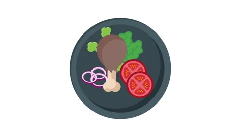 A plate featuring a portion of meat, assorted vegetables, and a knife place.. Stock Footage 332475168