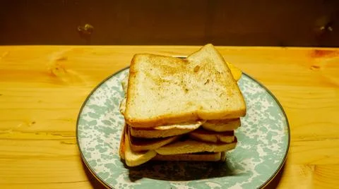A plate filled with four stack of toast Stock Photos