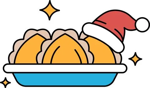 A plate of food with a hat on top of it Stock Illustration