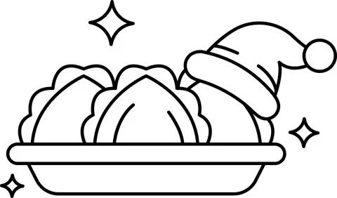 A plate of food with a hat on top of it Stock Illustration
