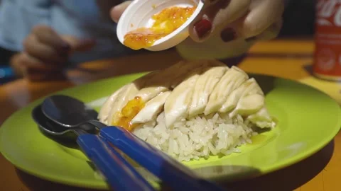 A plate of food on a table Stock Footage 155453877