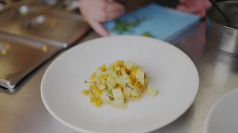 A plate of food is on a table Stock Footage 306576968