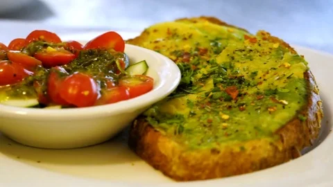 Plate of Foot - Garlic Bread and Tomatoes Video stock 79212140