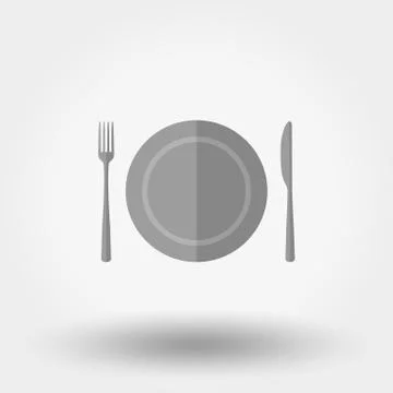 Plate, fork and knife Stock Illustration
