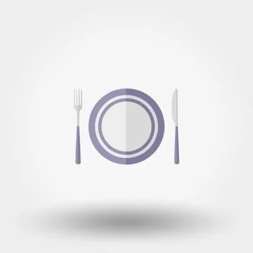 Plate, fork and knife Stock Illustration