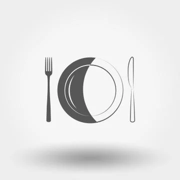 Plate, fork and knife. Stock Illustration