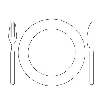 Plate with fork and knife outline イラスト素材