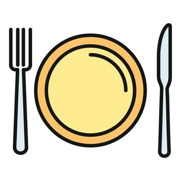 Plate, fork, and knife ready for dining meal Stock Illustration