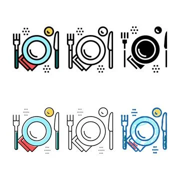 Plate, fork and range knife utensil color icon vector Stock Illustration
