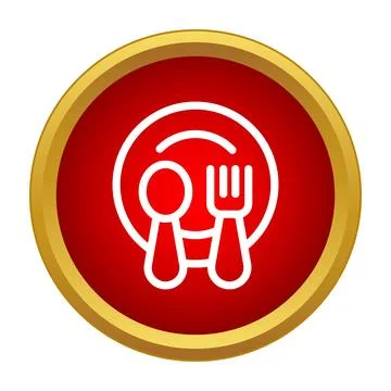 Plate with fork and spoon icon illustrating dining 库存插图