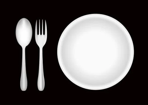 Plate, fork, and spoon Stock Illustration